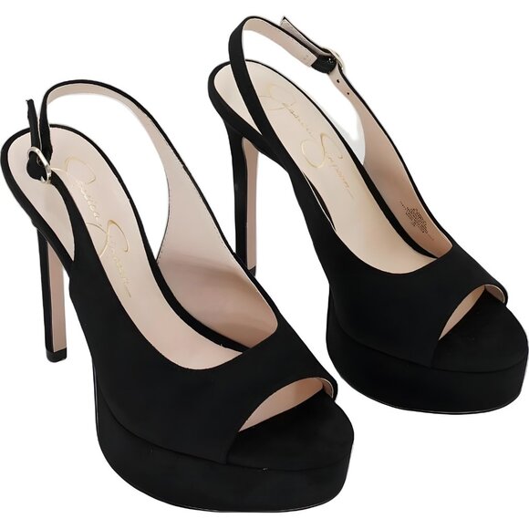 Jessica Simpson Sibilla Slingback Platform Peep Toe Heels Black Women's US 6.5M - Picture 4 of 6